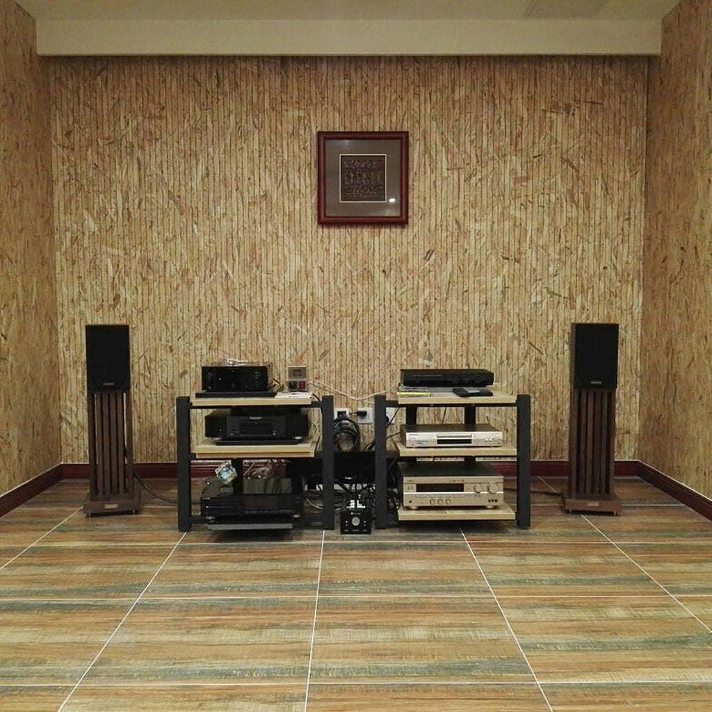 Gaming Shelf Floor-Standing Audio Rack Stereo Cabinet Video Media Stand Audio Rack Speaker Display Stand Corner Audio Tower for Gaming Meeting Livingroom Recording Room.(Black,70x55x90cm)