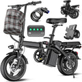 Electric Bike for Adults and Teens, 560-740W Motor, 20-25MPH Compact Commuter Folding Ebike, 32 Miles Range, 48V 10Ah Battery, 3-Level Pedal Assist, 14' Foldable Electric Bicycle, UL 2849 Certified