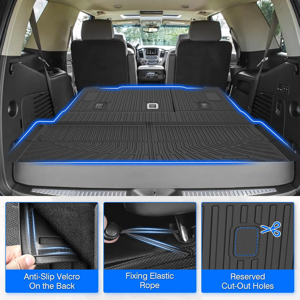 Floor Mats for 2015-2020 Chevy/Chevrolet Suburban & GMC Yukon XL 7 Seats, All Weather Cargo Liner for Suburban Accessories, Heavy Duty TPE Cargo Mats, Car Accessories