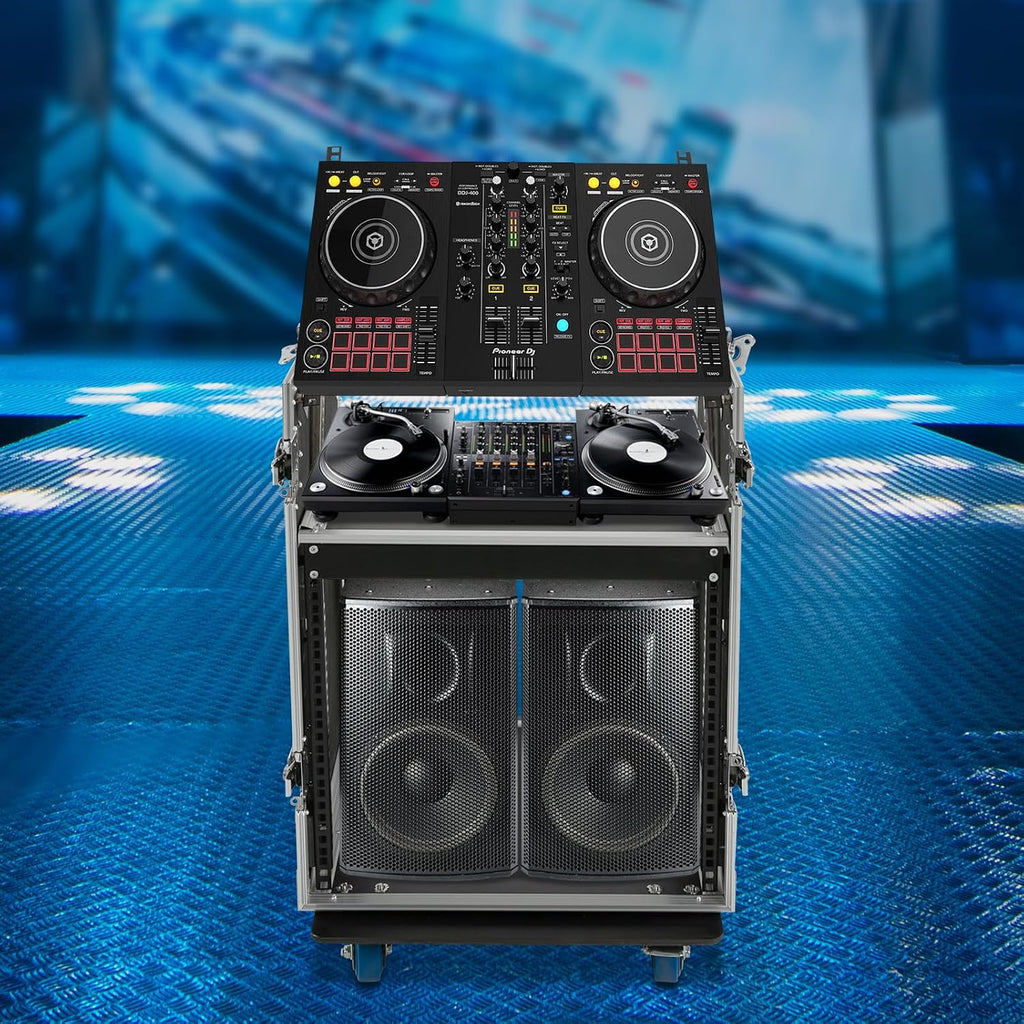 10U PA DJ Rack, 661LBS Recording Studio Racks Audio Equipment Cabinet, Mobile Stereo Rack with Lockable Wheels for Studio/Wedding (10U)