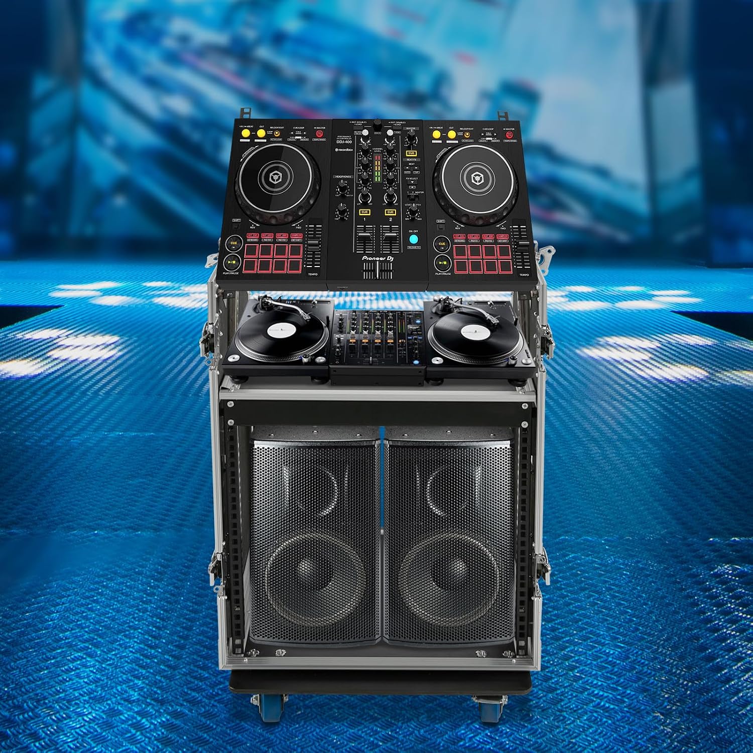 10U PA DJ Rack, 661LBS Recording Studio Racks Audio Equipment Cabinet, Mobile Stereo Rack with Lockable Wheels for Studio/Wedding (10U)
