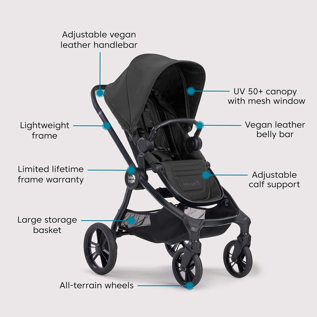 Baby Jogger® City Sights® Travel System - Convertible Stroller with Included City GO Infant Car Seat Rich Black