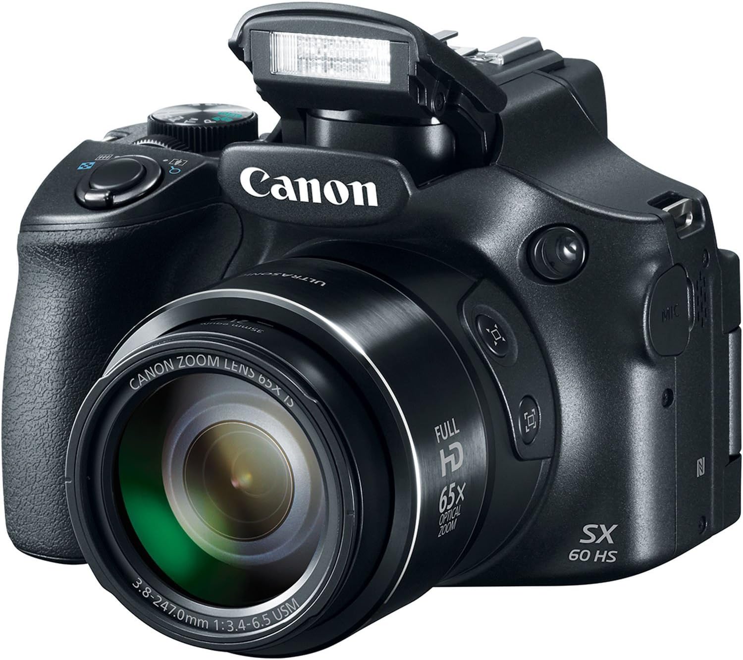 Canon Powershot SX60 16.1MP Digital Camera 65x Optical Zoom Lens 3-inch LCD Tilt Screen (Black) (Renewed)