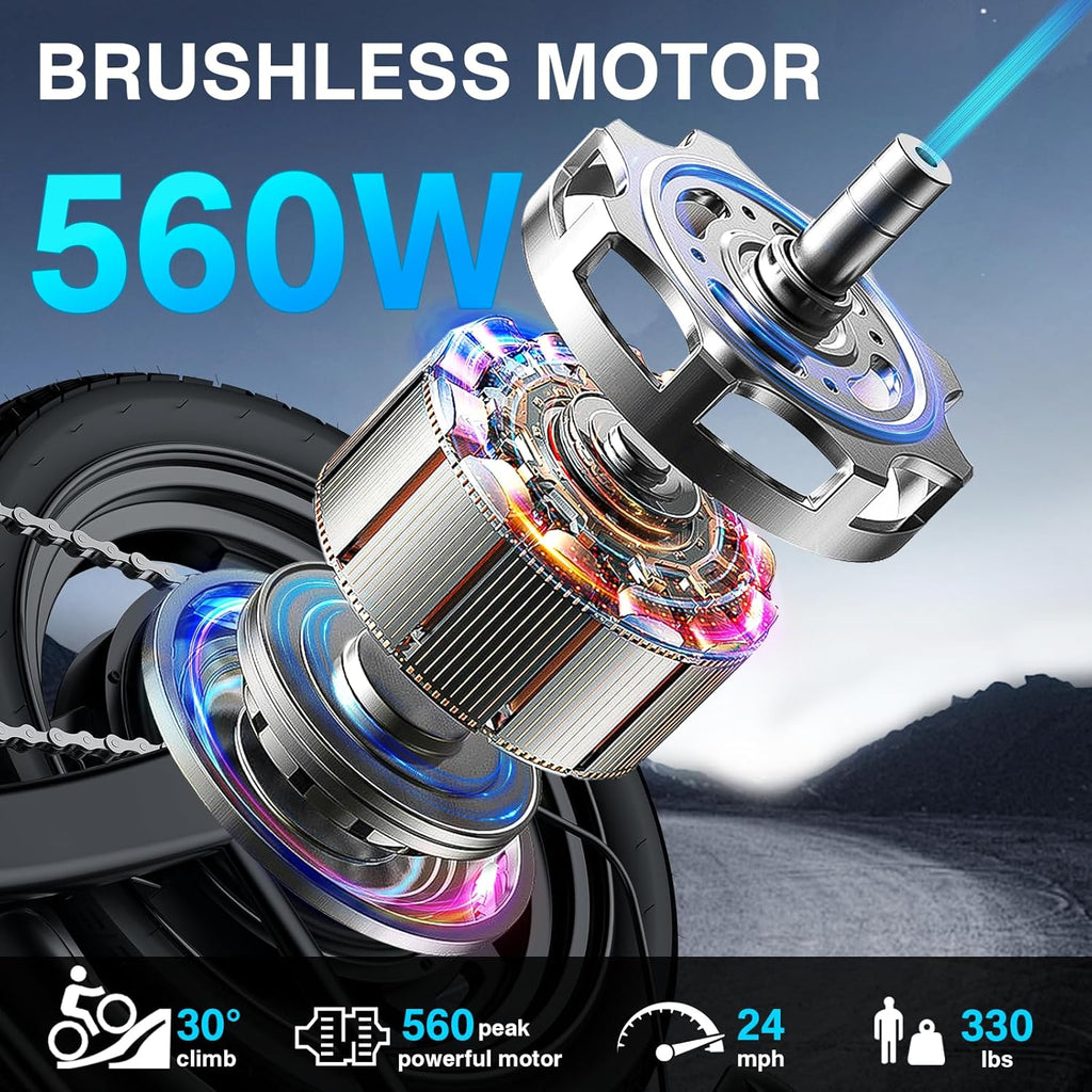 Electric Bike for Adults and Teens, 560-740W Motor, 20-25MPH Compact Commuter Folding Ebike, 32 Miles Range, 48V 10Ah Battery, 3-Level Pedal Assist, 14' Foldable Electric Bicycle, UL 2849 Certified