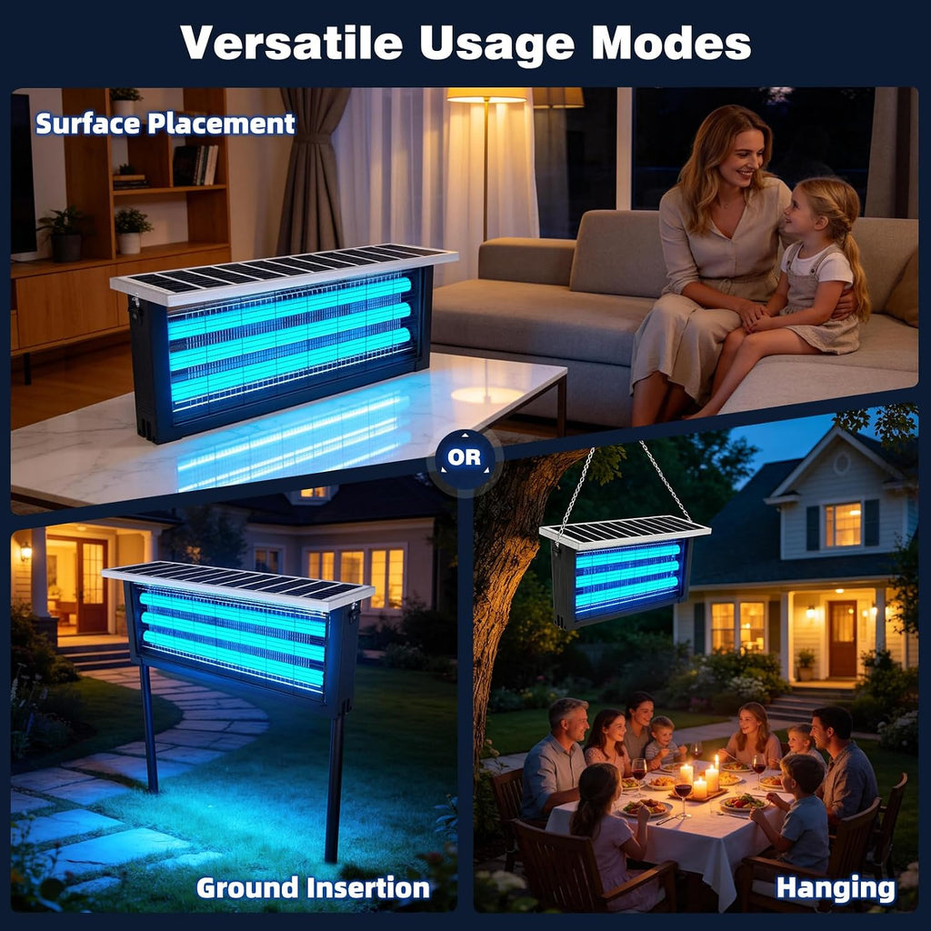 Large Solar Bug Zapper with High Powered for 4000 sq.ft, Powerful Outdoor Mosquito Zapper, Rechargeable Electric Fly Zapper for Patio Garden Backyard RV Camping Swimming Pool Pest Control