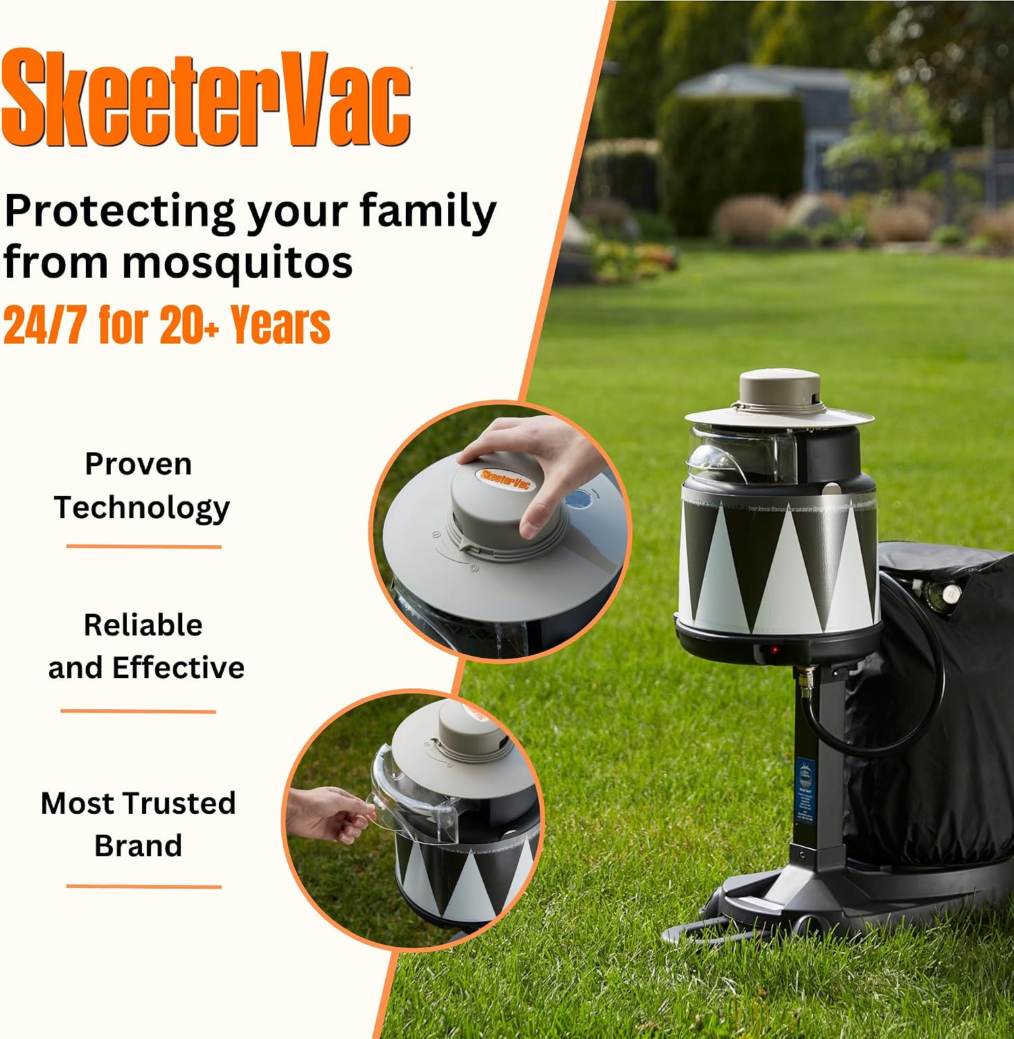 SkeeterVac SV3100 Mosquito Killer, Attractant, Lure, and Eliminator for Backyard Insects - Up to 1 Acre Coverage
