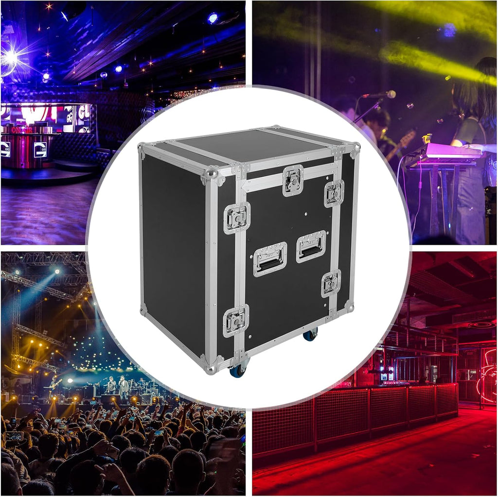 10U PA DJ Rack, 661LBS Recording Studio Racks Audio Equipment Cabinet, Mobile Stereo Rack with Lockable Wheels for Studio/Wedding (10U)