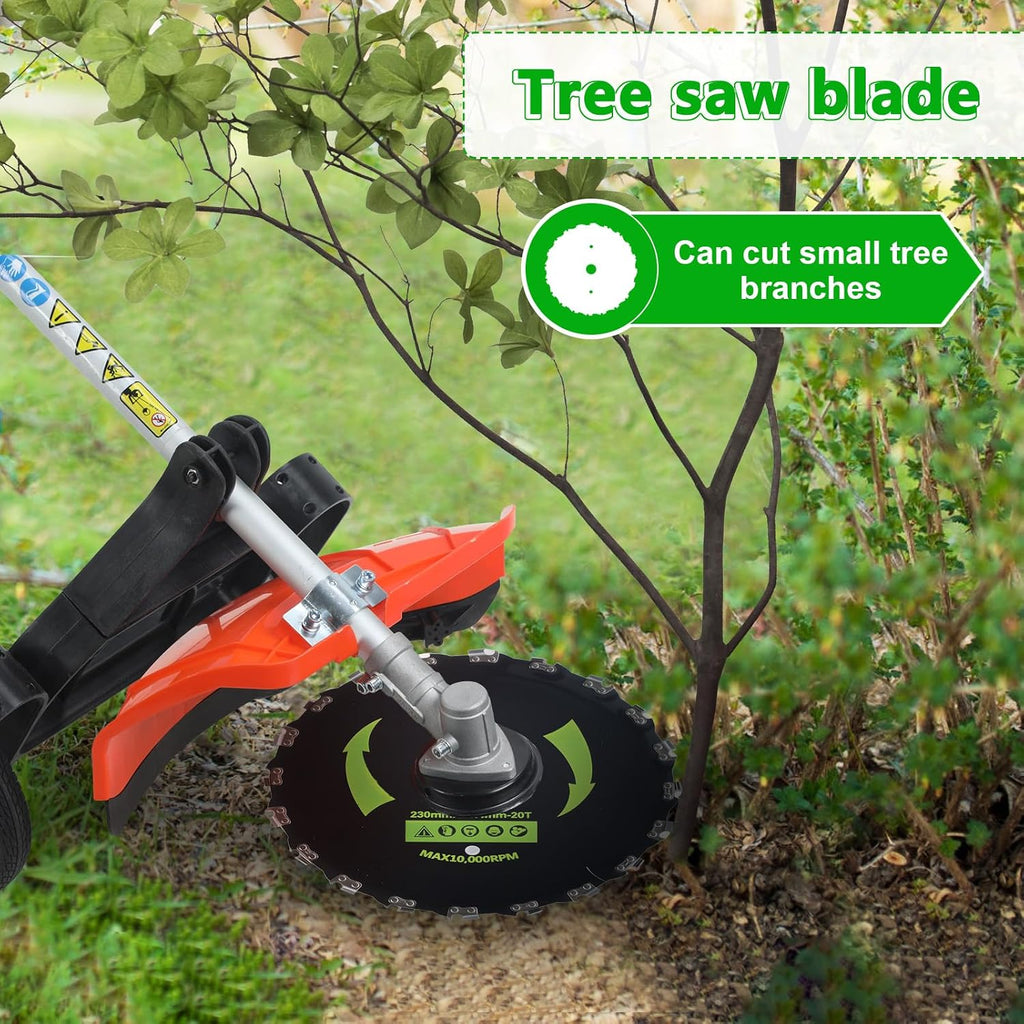Weed Wacker Gas Powered, 𝟖-𝐢𝐧-𝟏 Multi-Functional Weed Eater Tree Hedge Trimmer Lawn Mower with Hedge Cutter Pole Saw Edger 9500RPM 3000r/min Engine Spee Orange (8 in 1 Orange)
