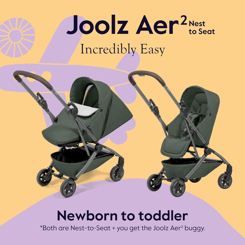 Joolz AER2 Nest-to-Seat Accessory for Newborn-to-Toddler Use (Up to 33 lbs) - Lightweight Compact Parent-Facing Seat, (Chassis Not Included) Airplane-Approved - One-Hand Fold- (Forest Green)