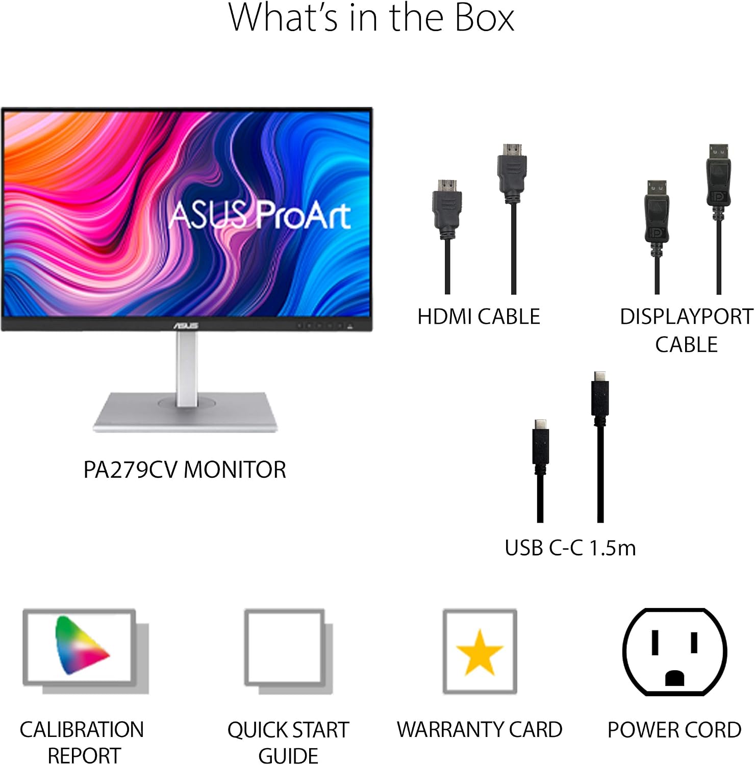 ASUS ProArt Display PA279CV 27' 4K HDR UHD (3840 x 2160) Monitor, IPS, 100% sRGB/Rec. 709, ΔE < 2, USB-C DisplayPort HDMI USB hub, Calman Verified, Compatible with Laptop & Mac Monitor