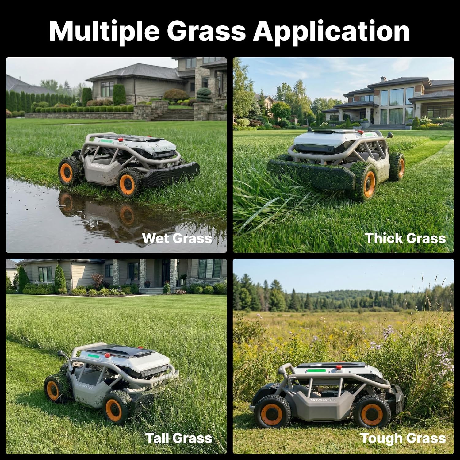 Mowrator S1 4WD 18Ah Remote Control Lawn Mower, All-Season Yard Care, 75% (37°) Slope Climbing, 21' Cutting Width, 1.5–4.3' Adjustable Cutting Height, Up to 1.12 Acres