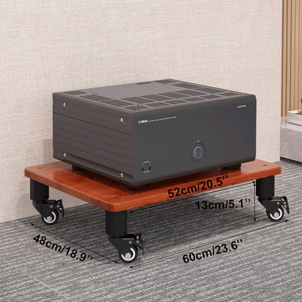 Audio Rack Stereo Rack Wooden Audio Equipment Rack Audio Open Rack Cabinet HiFi Rack Audio-Video Shelving with Wheels Movable(Nero,1 Tier)
