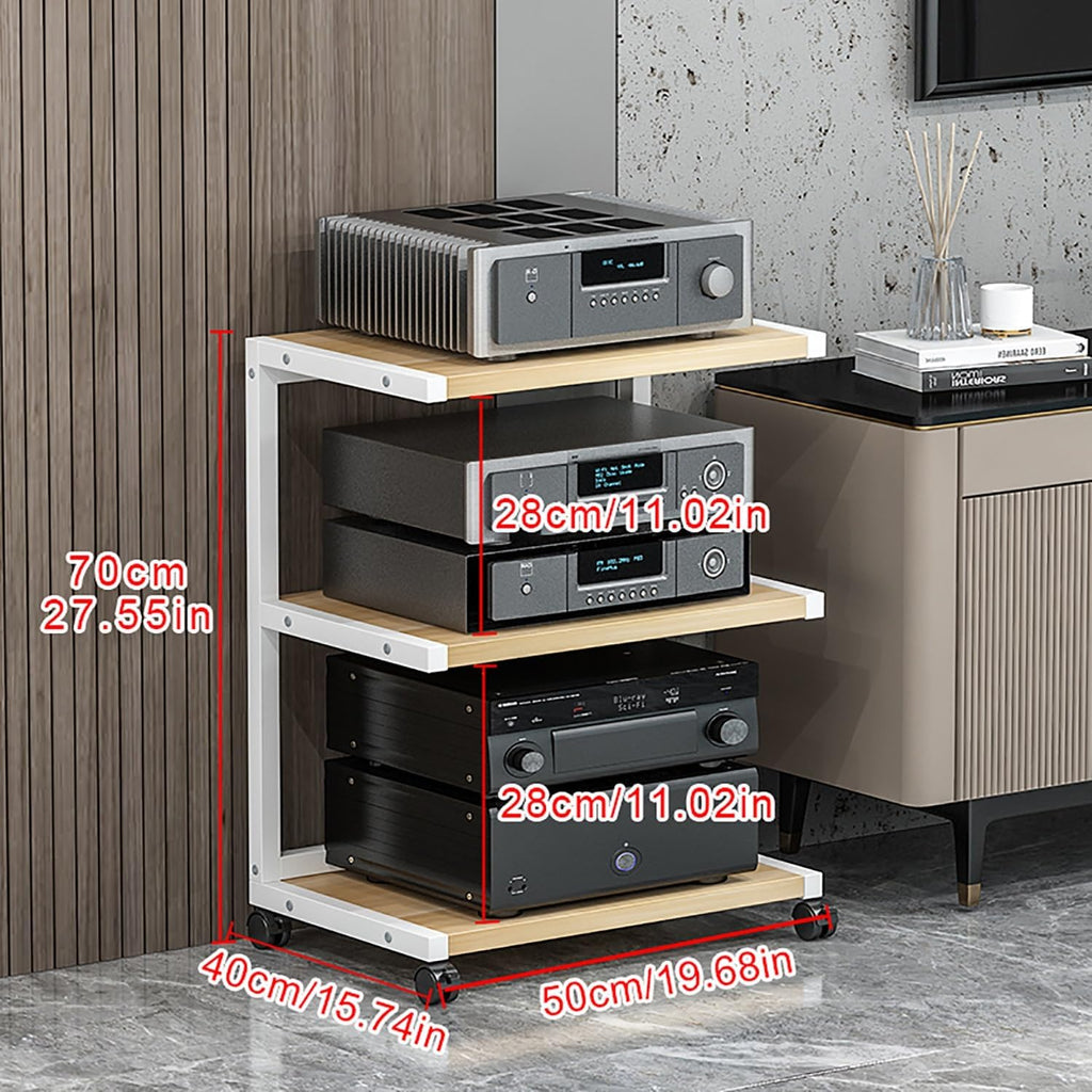 Rolling Display Cabinet - Mobile Media Stand & Audio Rack for Game Consoles, Stereo Equipment, TV Accessories - Corner Shelf with Ample Storage