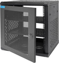 12U Wall Mount Server Cabinet with A Lockable Front Vented Door, Cooling Fans, Removable Side Panels - 60cm Depth, 19' Network Rack Including 2 PCS Full-Size Rack Shelves for IT Equipment