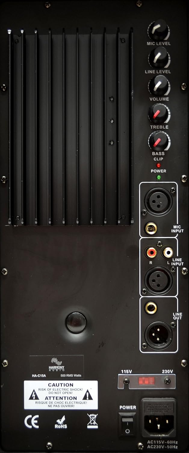 Harmony Audio (2 HA-C15A Pro DJ 15' Powered 1000W PA Speaker & XLR Cable