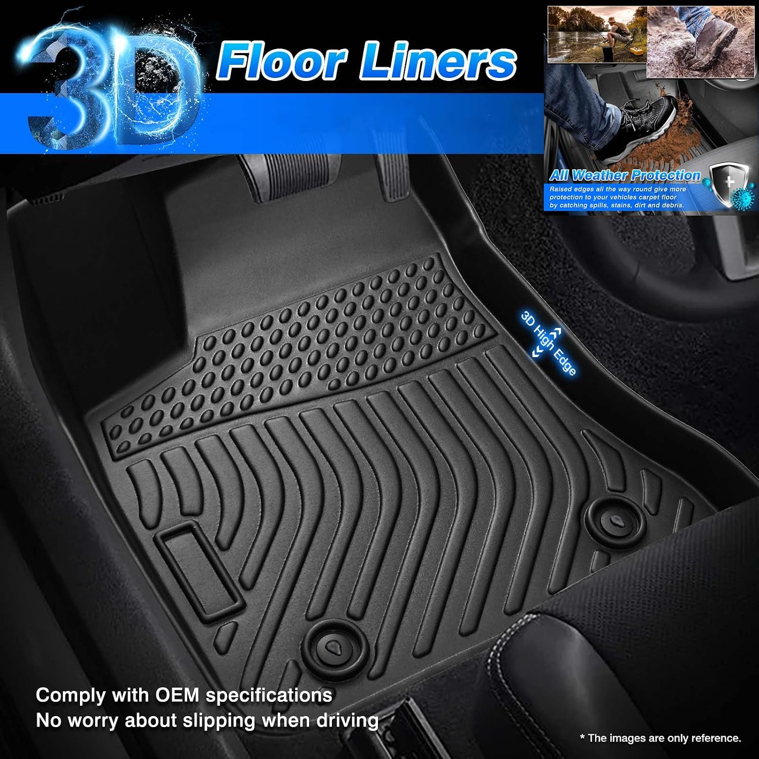 Cartist Floor Mats and Cargo Liner Fit for Hyundai Kona 2018-2023/Kona N 2022-2023 (No Electric Models) All Weather Floor Mat Kona Accessories Heavy Duty Carpet Protection