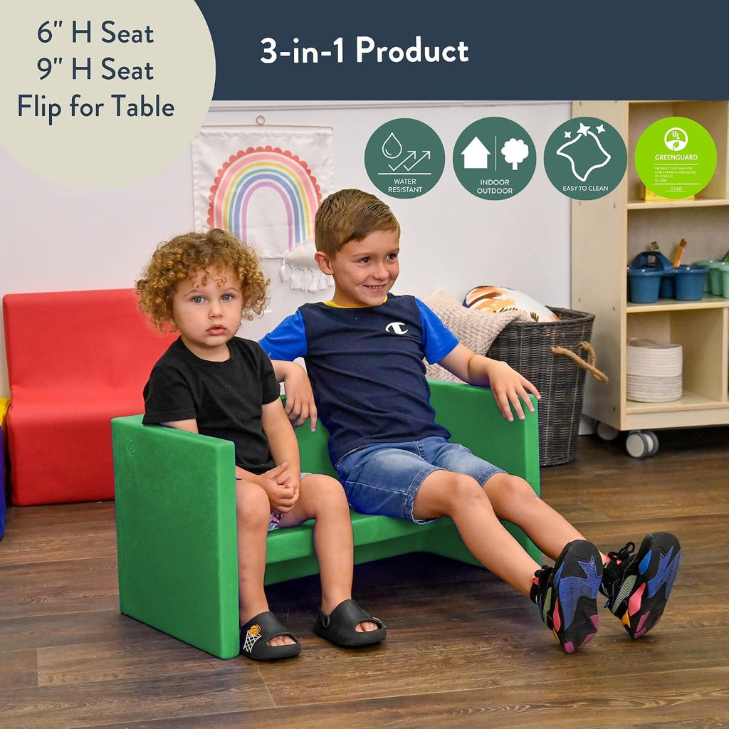 Children's Factory Adapta-Bench, CF910-031, Green, Kids Flexible Seating, Classroom, Preschool and Daycare Furniture, Indoor or Outdoor Toddler Chairs