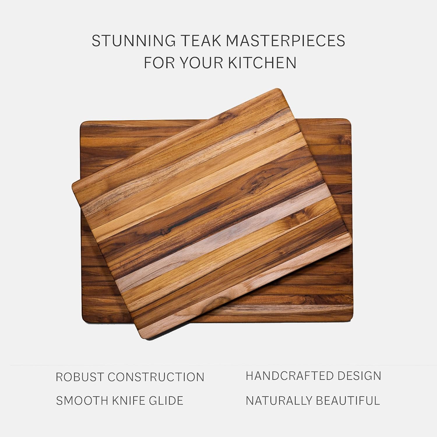 Teakhaus Cutting Board - Large (L) Teak Wood Cutting Board 20'L x 15'W x 1.5' Thick - Professional-Grade Reversible Edge Grain Wood - Knife Friendly - FSC Certified