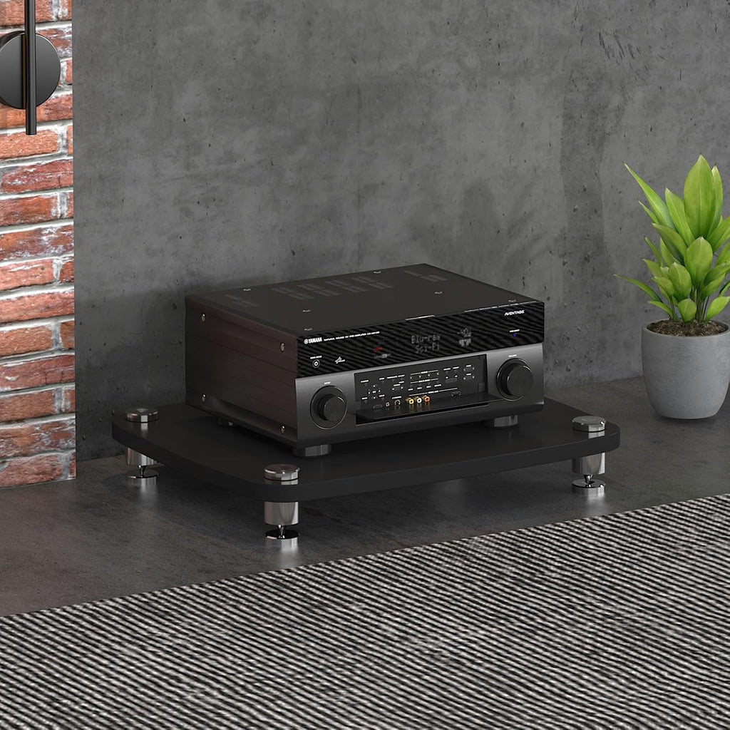 Audio Rack,Gaming Shelf,AV Media Stand Corner Shelf,DVD Shelf,CD Display Cabinet,Entertainment Stand,Rack Audio Tower,Record Player Stand,for Living,Gaming,Recording Room.(Black,60x48x10cm)