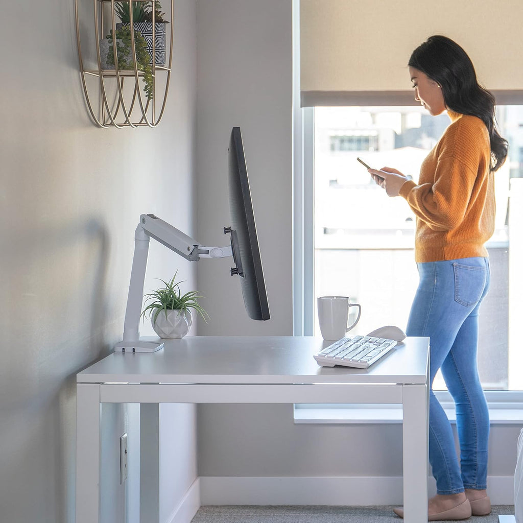 Ergotron – MXV Single Monitor Arm, VESA Desk Mount – for Monitors Up to 34 Inches, 7 to 20 lbs – White