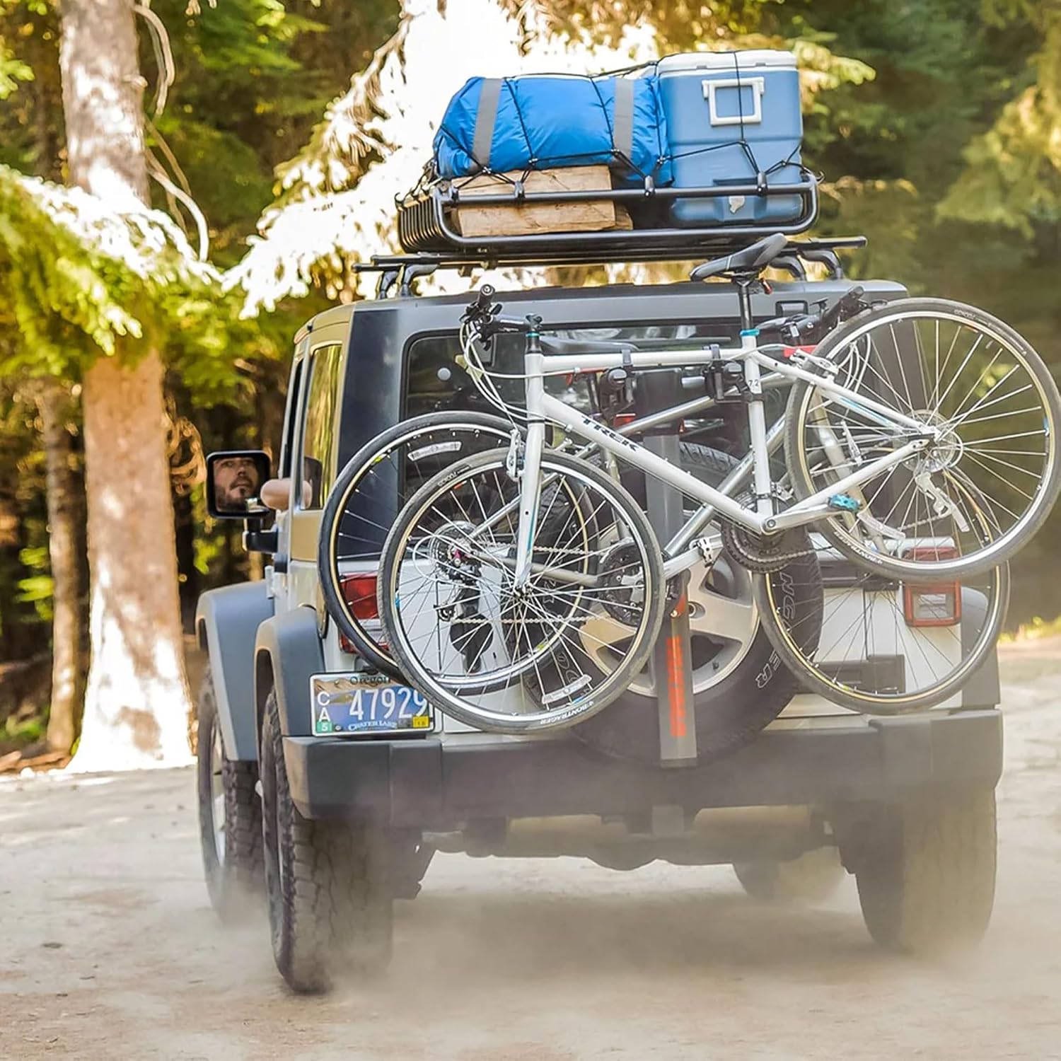 Yakima SpareRide Vehicle Rear Spare Tire Mounted Durable Steel Bike Rack with Integrated SKS Locks and Bottle Opener, Holds 2 Bicycles, Gray/Black