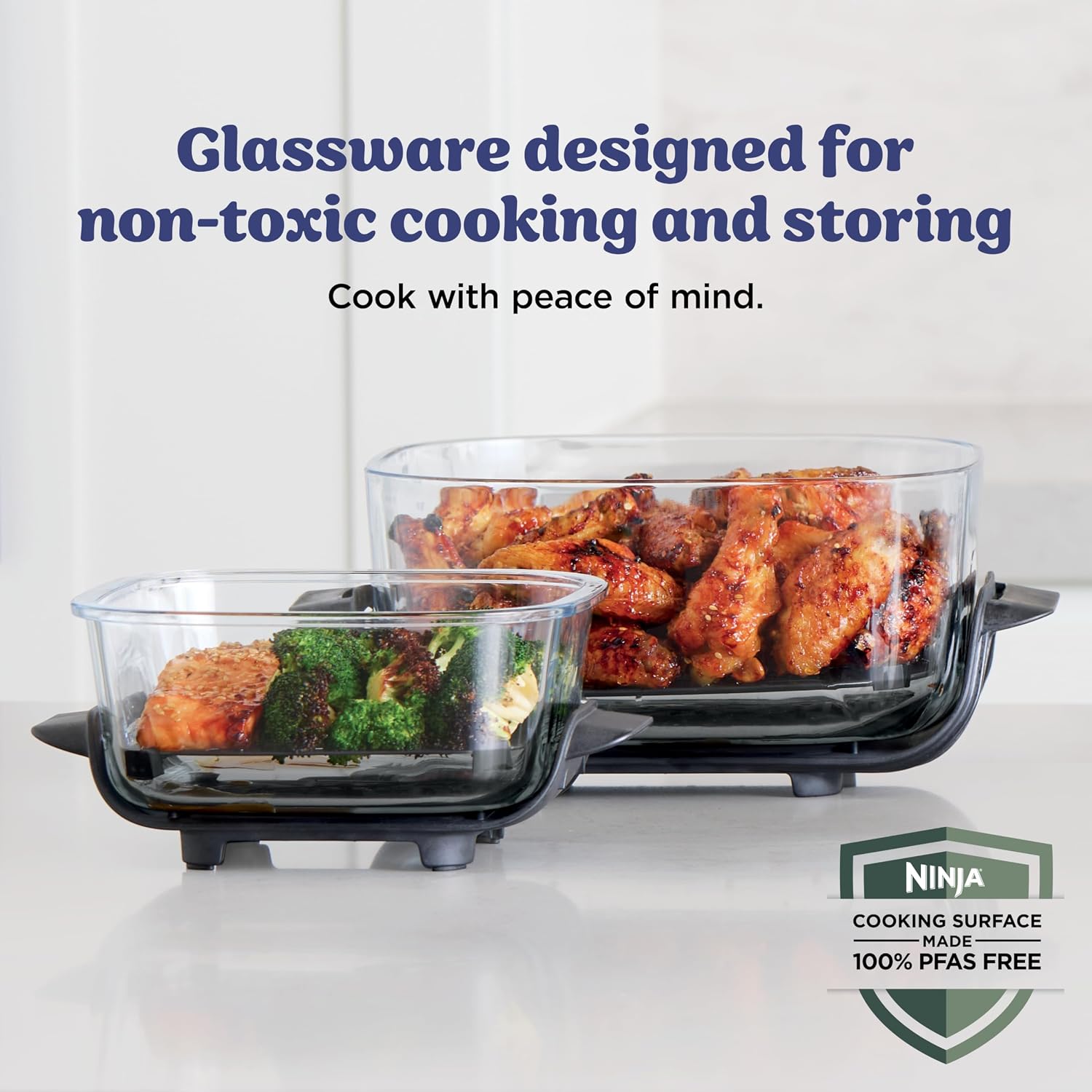 Ninja Crispi 4-in-1 Glass Air Fryer | 450°F | Non-Toxic | 4QT & 6-Cup Glass Containers w/Lids | Microwave, Freezer, Dishwasher Safe | Max Crisp, Air Fry, Bake, Recrisp | Frosted Lilac | FN101PR