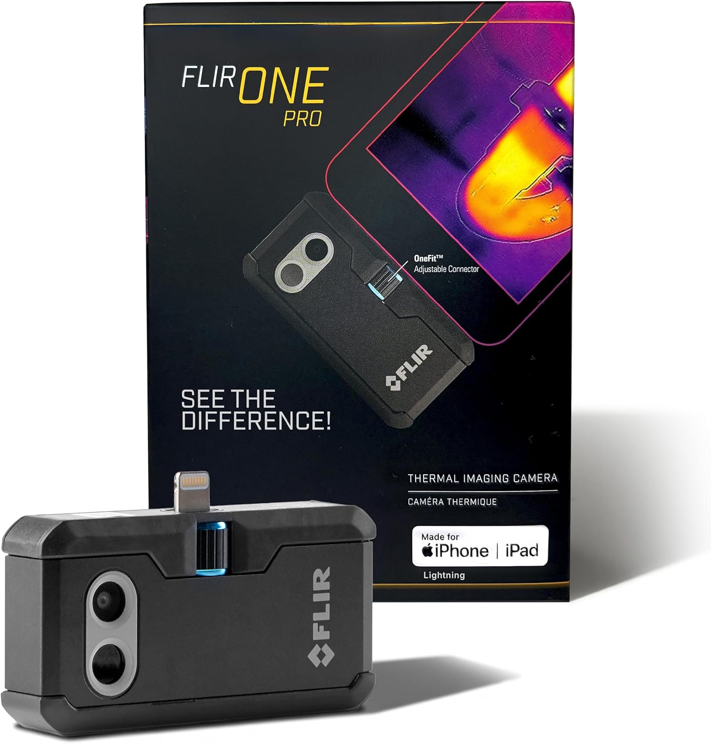 Flir One Pro - Thermal Imaging Camera for iOS Smartphones (iPhone 14 and Older w/Lightning Port), 480x360 Super Resolution (160x120 Native IR)