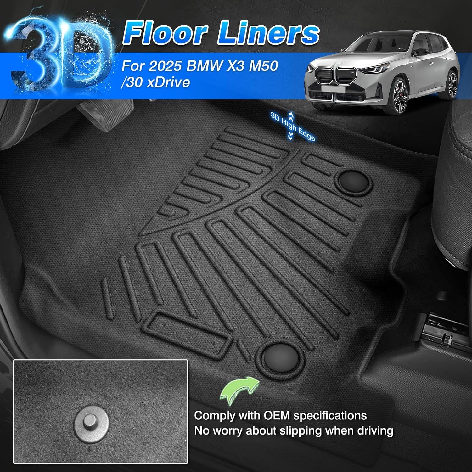 Cartist Floor Mats for 2025 2026 BMW X3 M50/30 xDrive, All Weather Cargo Liner for BMW X3 Accessories, Heavy Duty Car Mats, Car Accessories