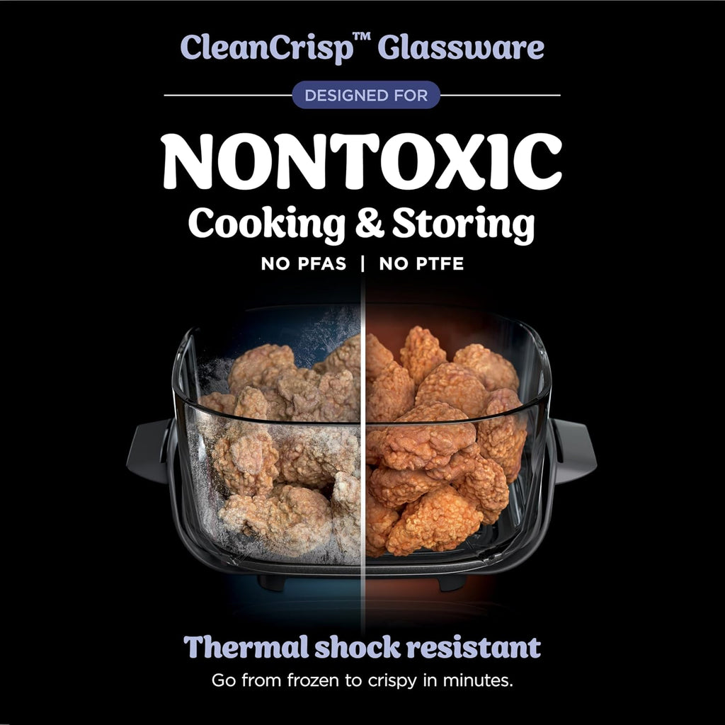 Ninja Crispi 4-in-1 Glass Air Fryer | 450°F | Non-Toxic | 4QT & 6-Cup Glass Containers w/Lids | Microwave, Freezer, Dishwasher Safe | Max Crisp, Air Fry, Bake, Recrisp | Frosted Lilac | FN101PR