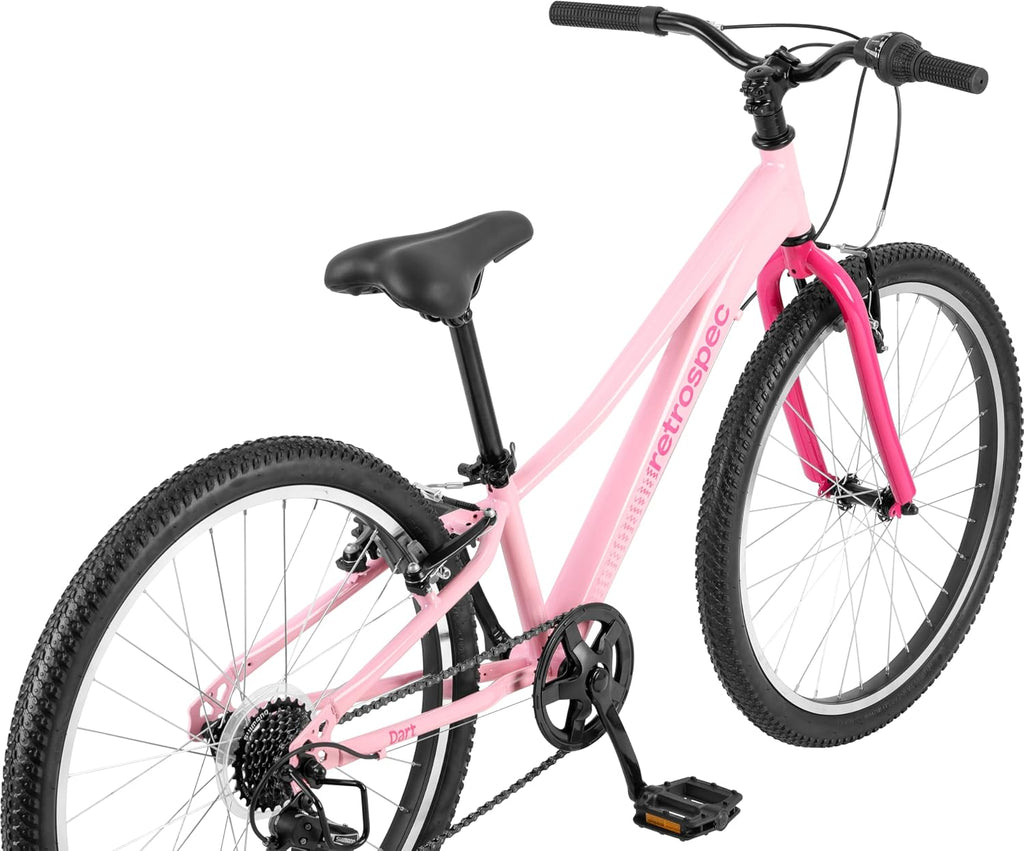 Retrospec Dart Kids Bike - 7-Speed Hybrid Bicycle for Ages 6-11 with 29in All-Season Tires & Shock Absorption - Adjustable Height Youth Bike with V-Brakes & Smooth Gear Shifting