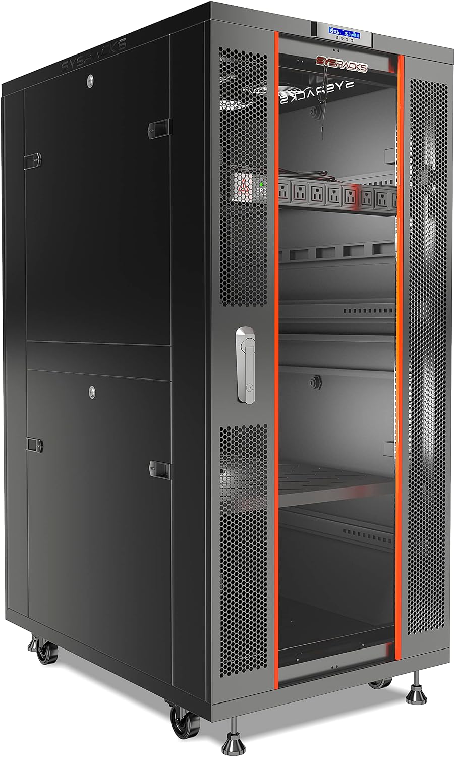32U Home Server Rack Cabinet – 19' Floor Standing Network Rack, 39' Deep Homelab Rack with Locking Glass Door, Cooling Fans, PDU & Shelf for NAS, Router, Switch and AV Equipment