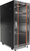 32U Home Server Rack Cabinet – 19' Floor Standing Network Rack, 39' Deep Homelab Rack with Locking Glass Door, Cooling Fans, PDU & Shelf for NAS, Router, Switch and AV Equipment