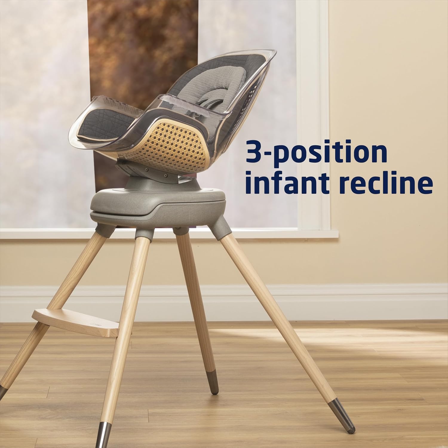 Maxi-Cosi Kiskadee 360 Rotating High Chair, 7 Modes, Infant to 5 Years up to 50 lbs, ClipQuik Magnetic Clip, 3-Position Tray, Washable Pad, Infant Recline, Booster Seat, Child Stool, Onyx Heritage