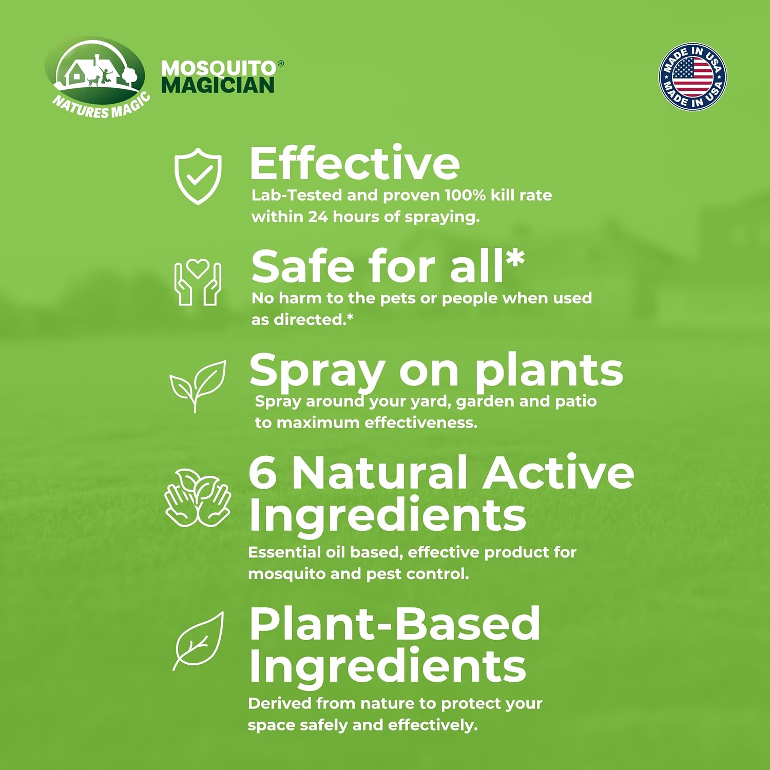 Mosquito Magician Hose End Sprayer with 1 Gallon Liquid Concentrate – Outdoor Mosquito Killer, Flea Yard Spray, Fire Ant Control, Safe for People & Pets, Mosquito Repellent for Lawn, Patio & Plants