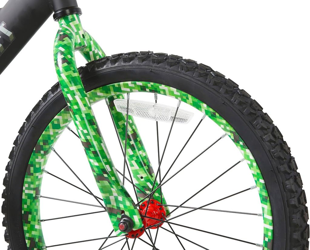 Minecraft 18-Inch Kids Bike - Unisex Bike with Creeper Graphics, Coaster Brake, Adjustable Seat, Removable Training Wheels, Ages 6-9, 42'-53' Tall