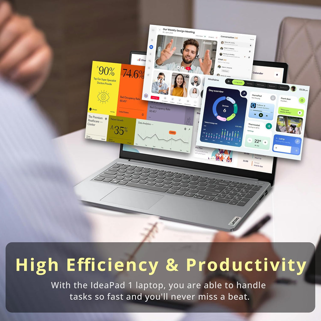 Lenovo IdeaPad 1 15.6' HD Laptop, Intel Pentium Silver N6000, 4GB RAM, 416GB Storage (128GB SSD+128GB eMMC+160GB Docking Station Set), Intel UHD Graphics, Num Pad, 1 Year Office 365, Win 11 S, Gray