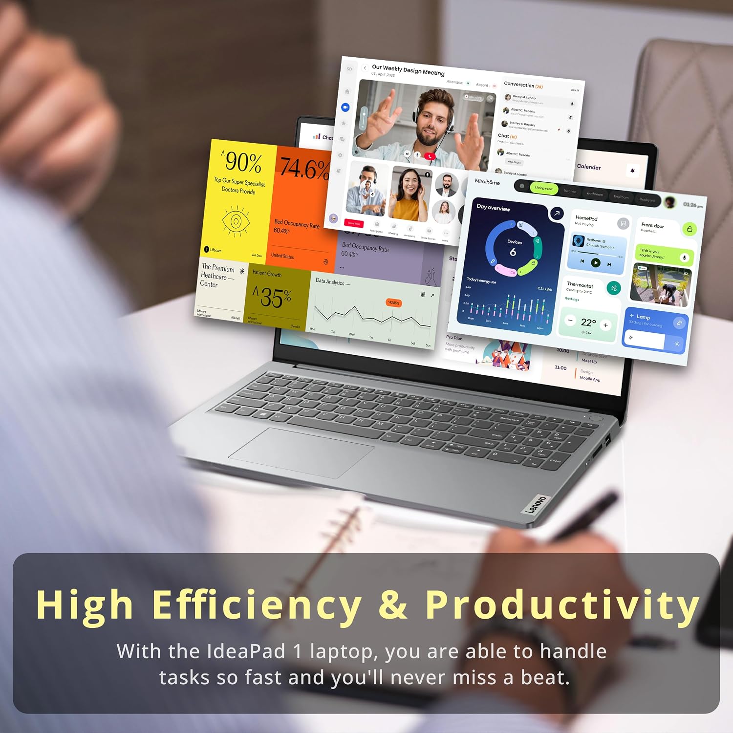 Lenovo IdeaPad 1 15.6' HD Laptop, Intel Pentium Silver N6000, 4GB RAM, 416GB Storage (128GB SSD+128GB eMMC+160GB Docking Station Set), Intel UHD Graphics, Num Pad, 1 Year Office 365, Win 11 S, Gray