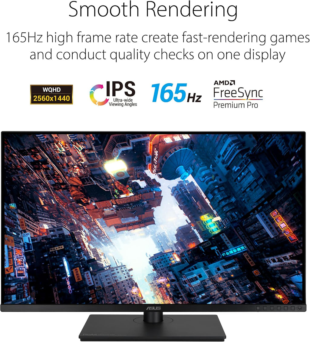 ASUS ProArt Display 32' 1440P Monitor (PA328CGV) - IPS, 165Hz, 95% DCI-P3, 100% sRGB/Rec.709, ΔE < 2, Calman Verified, USB-C Power Delivery, HDMI, USB 3.1 Hub, Compatible with Laptop & Mac Monitor