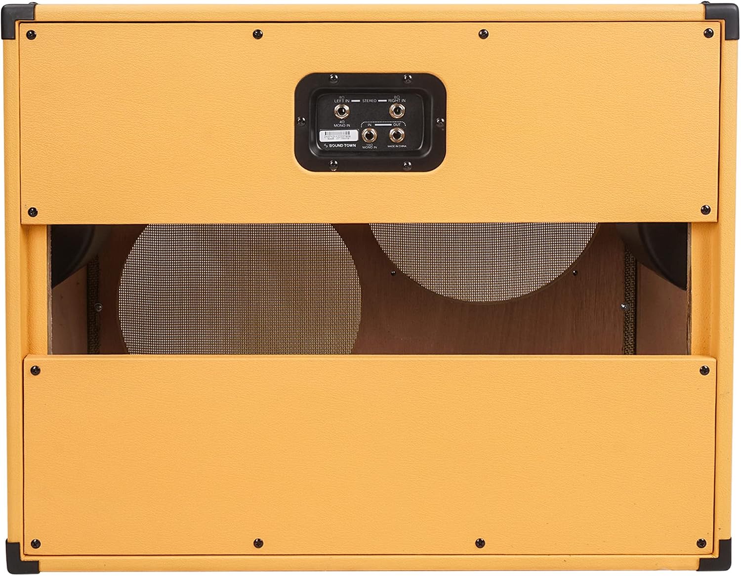 Sound Town 2 x 12 Empty Open-Back Guitar Speaker Cabinet, Birch Plywood, Mono/Stereo Jack Plate, Orange, Wheat Cloth Grill, Compatible w/Celestion/Eminence Speakers (GUC212OBOR-EC)