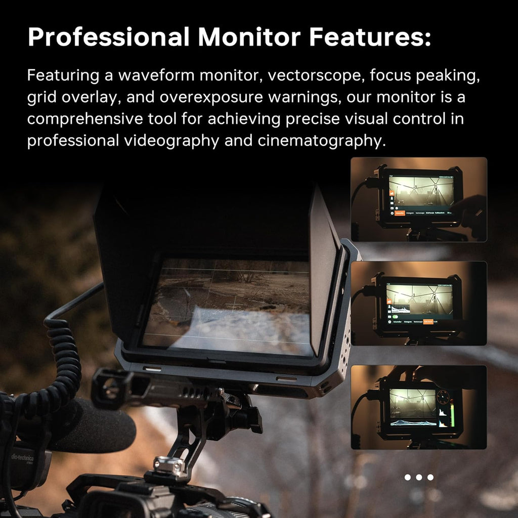 VILTROX DC-X3 Touchscreen Camera Monitor Kit with Rig Cage, 2000 nits 4K SDI HDMI in/Out Video Field Monitor Kit with Sunshade Hood, 3D LUT, Waveform, Histogram & Vectorscope Tools, Black