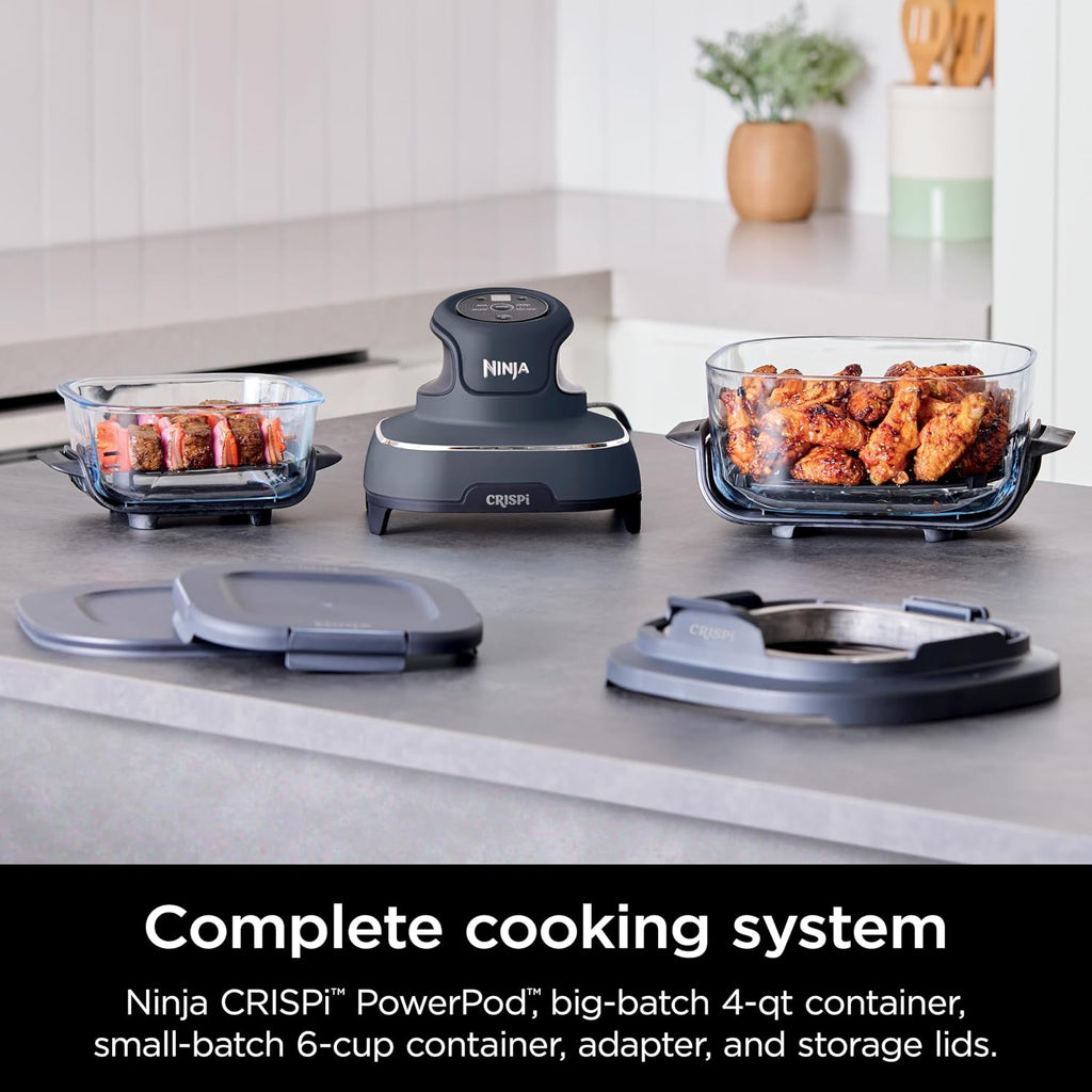 Ninja Air Fryer, 2.5 QT Crispi System + 4 Containers with Storage Lids, Air Fryer, Microwave, Freezer & Dishwasher Safe, Non Toxic Portable Cooking System, Compatible with Ninja FN100 Crispi Series