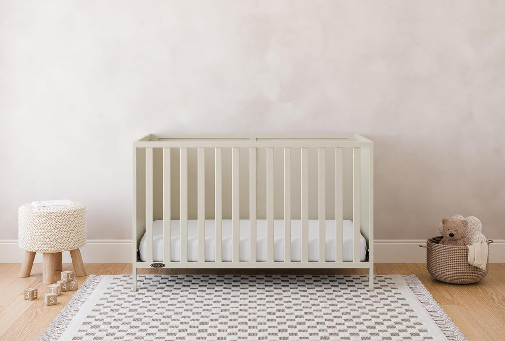 Graco Theo 3-in-1 Convertible Baby Crib - GREENGUARD Gold Certified, Converts to Toddler Bed & Daybed, Fits Standard Full-Size Baby Crib Mattress, 4 Adjustable Mattress Heights (Frosted Oat)