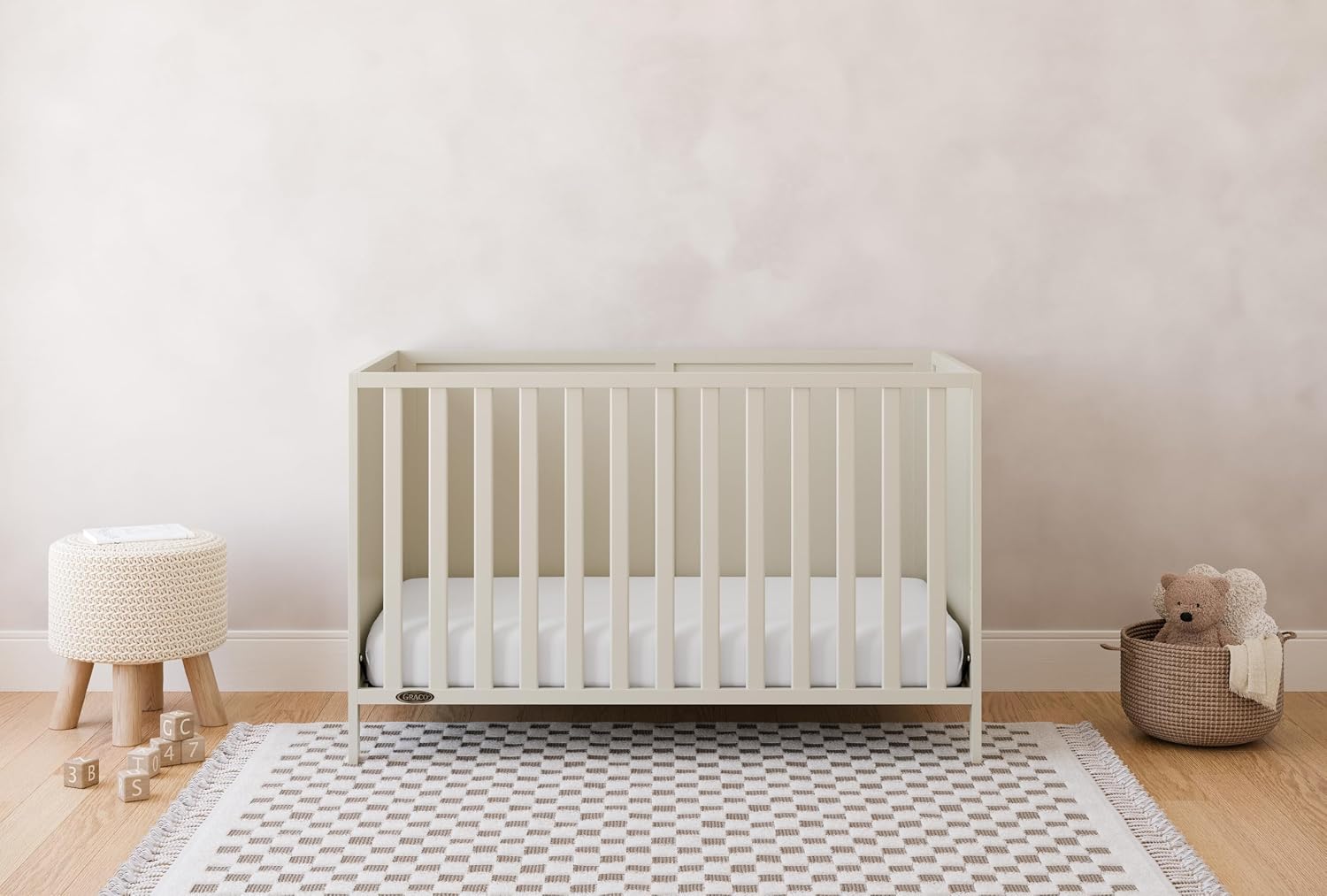 Graco Theo 3-in-1 Convertible Baby Crib - GREENGUARD Gold Certified, Converts to Toddler Bed & Daybed, Fits Standard Full-Size Baby Crib Mattress, 4 Adjustable Mattress Heights (Frosted Oat)