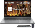 Lenovo IdeaPad 1 15.6' HD Laptop, Intel Pentium Silver N6000, 8GB RAM, 416GB Storage (128GB SSD+128GB eMMC+160GB Docking Station Set), Intel UHD Graphics, Num Pad, 1 Year Office 365, Win 11 S, Gray