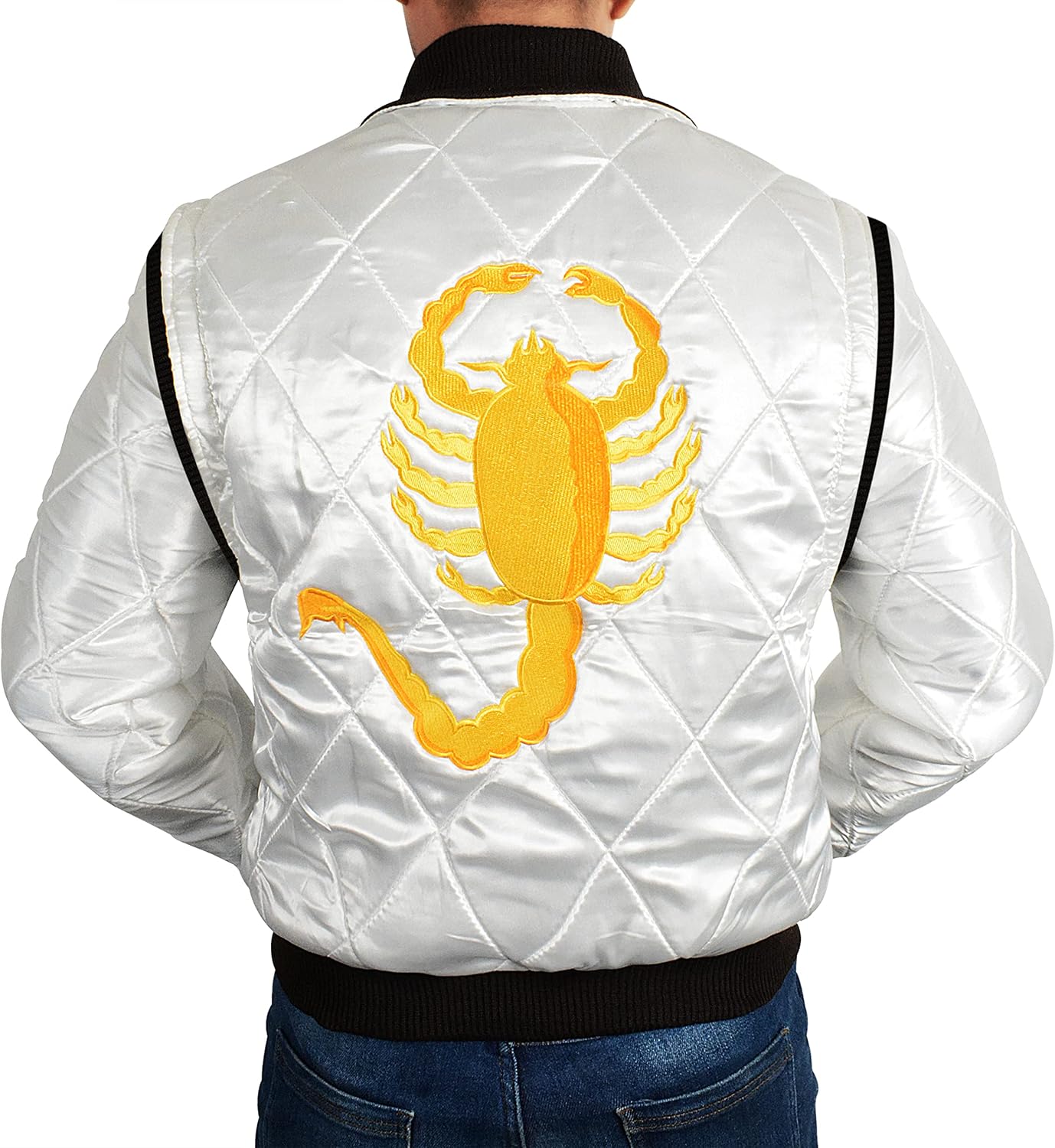 SKY-SELLER Mens Motorcycle Driver Gosling Scorpio Logo Bomber Satin Jacket - Lightweight Jacket For Men