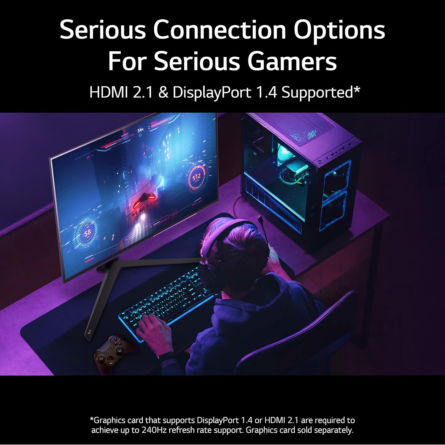 LG 27' Ultragear™ OLED QHD Gaming Monitor with 240Hz .03ms GtG & nVIDIA® G-SYNC® Compatible (Renewed), Black