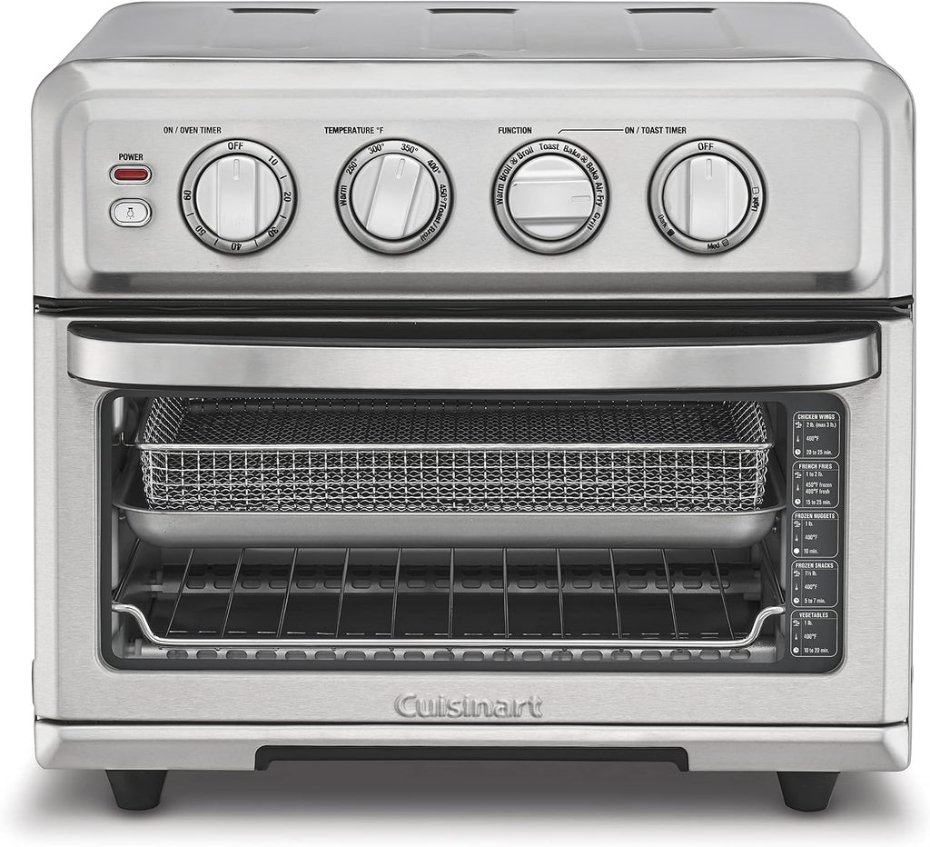 Cuisinart Air Fryer + Convection Toaster Oven, 8-1 Oven with Bake, Grill, Broil & Warm Options, Stainless Steel, TOA-70 & DCC-1120BK Classic 12-Cup Programmable Coffeemaker, Black