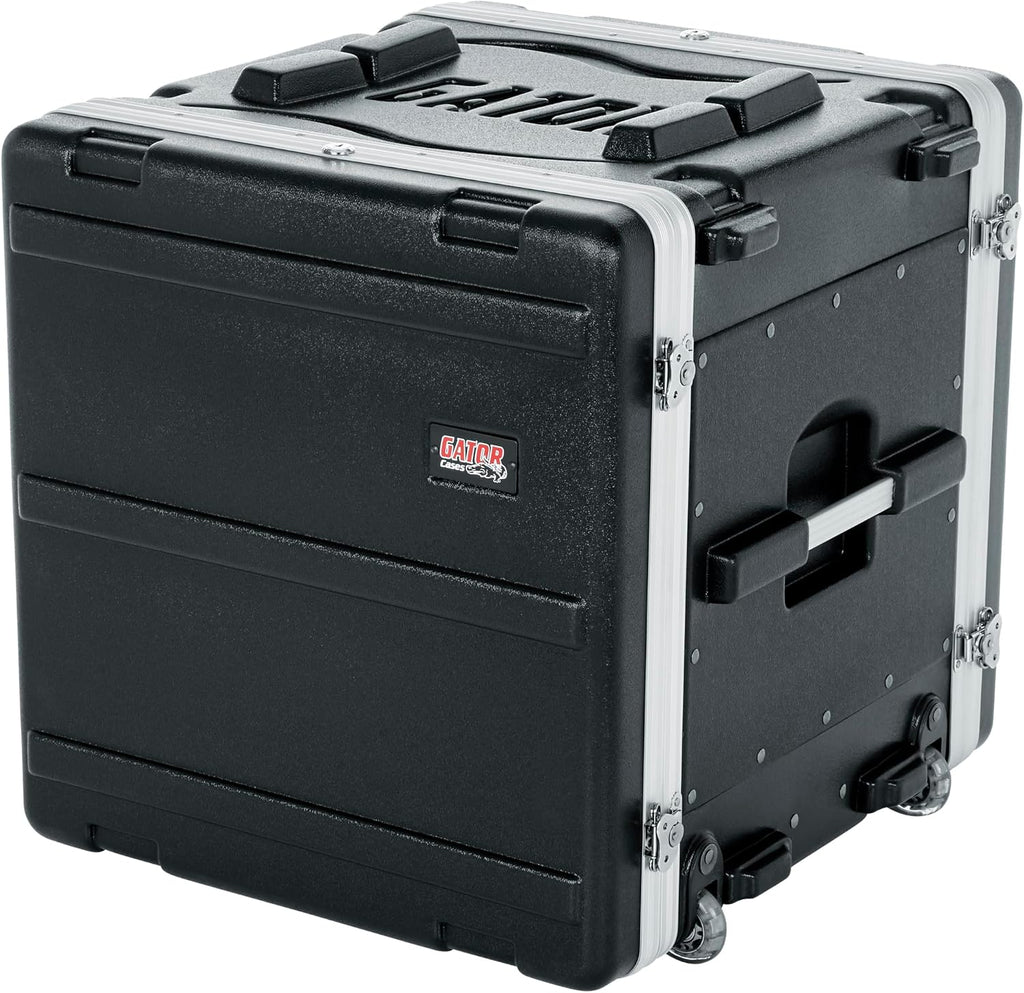 Gator Cases Lightweight Rolling Rack Case with Retractable Tow Handle and Recessed Wheels, 10U (GRR-10L)