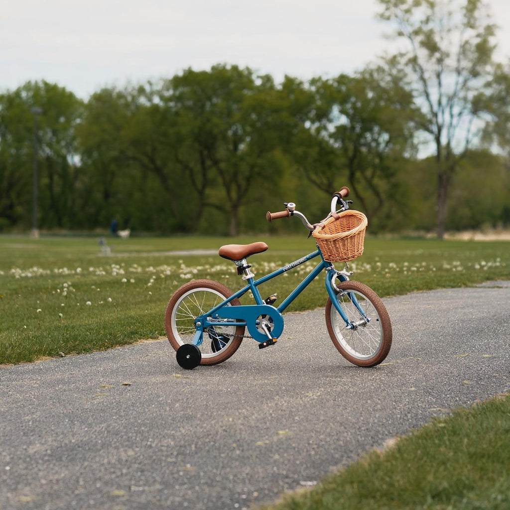 Retrospec Beaumont Mini 16in Kids Bike with Training Wheels & Basket - Beginner Bicycle for 4-6 Year Olds, Low-Profile Frame, V-Brakes & Safety Bell