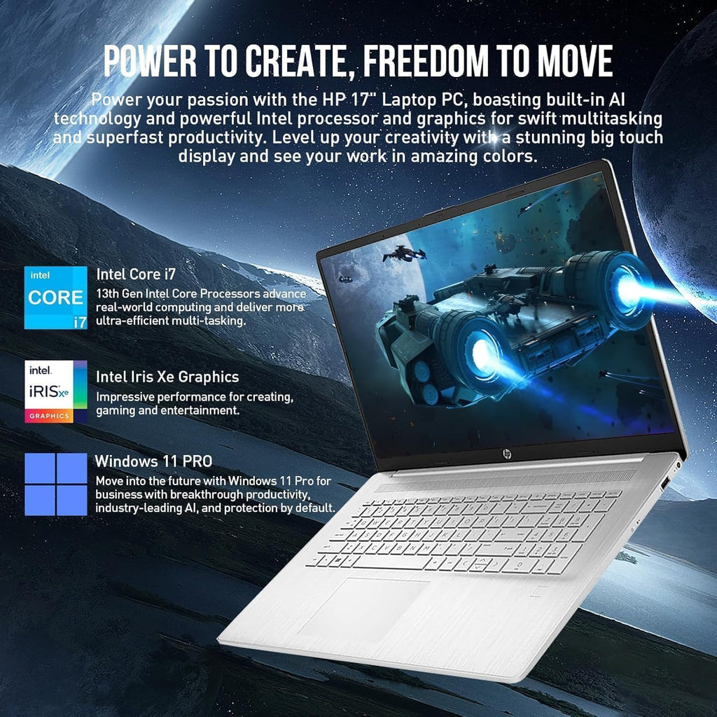 HP 17.3 Inch Touchscreen Laptop with Backlit Keyboard, Intel 13th Core i7-1355U, 64GB RAM, 2TB SSD, Wi-Fi 6, 15Hrs Battery, Rose Gold, Windows 11